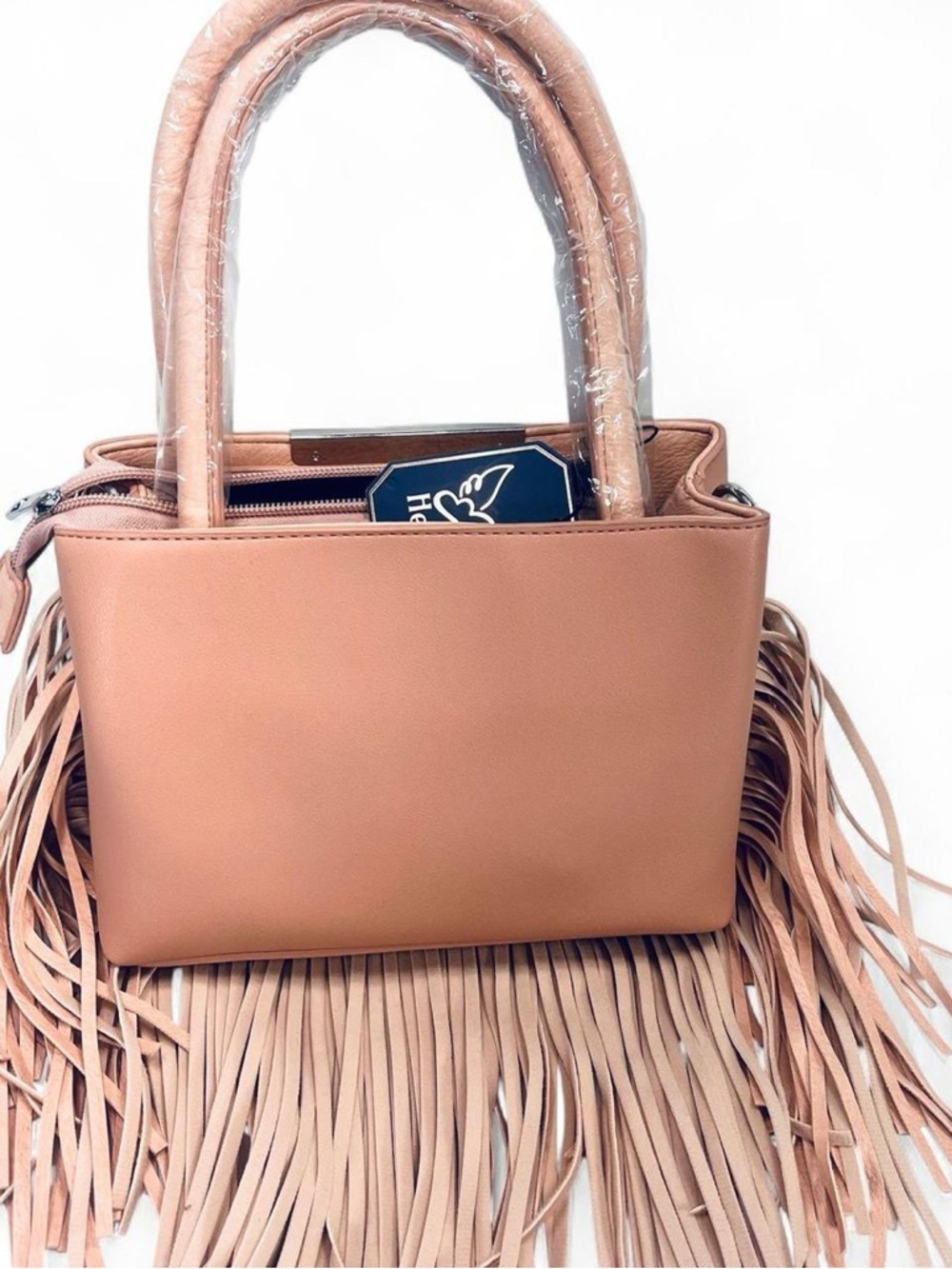 Blush Light Pink Fringe Purse - Fashionable Women’s Handbag crossbody New - Picture 3 of 6